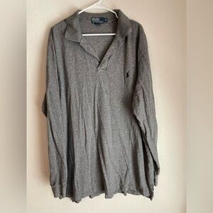 Polo by Ralph Lauren Men’s Big and Tall Gray Long-Sleeve Polo Shirt size 2XLT